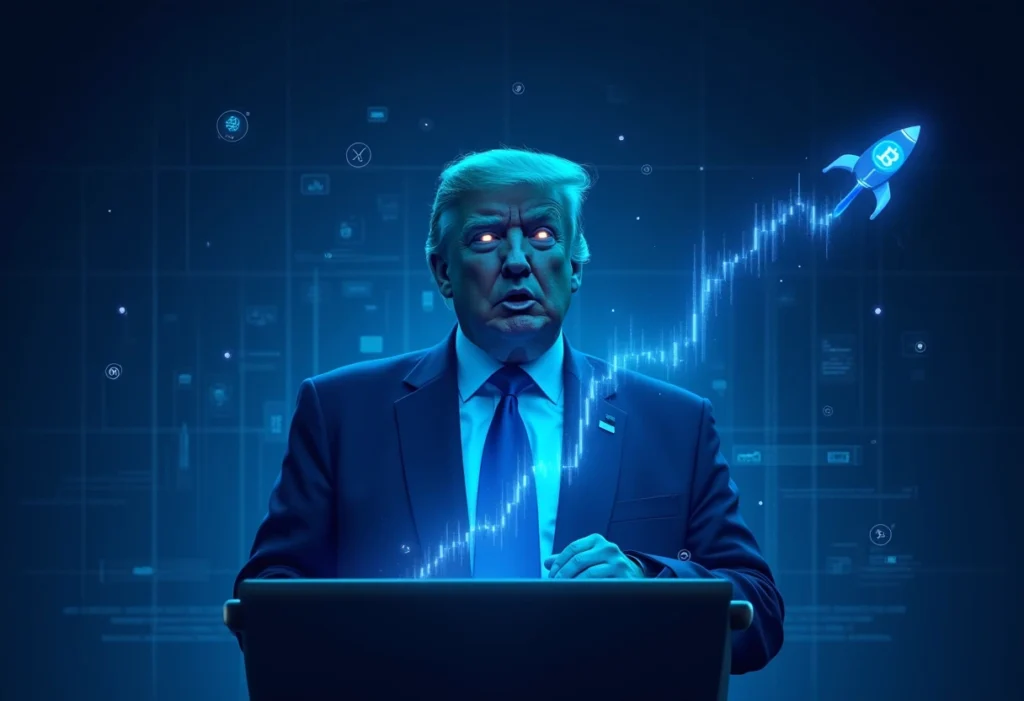 Freepik a stylized glowingblue portrait of donald trump st 28604