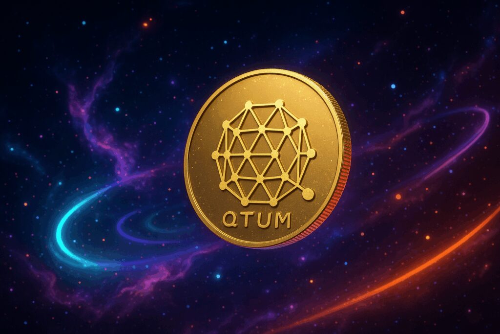 20250825 1334 QTUM Token in Crypto Space simple compose 01k3gfxqe4f0xarhma2wc3edw9