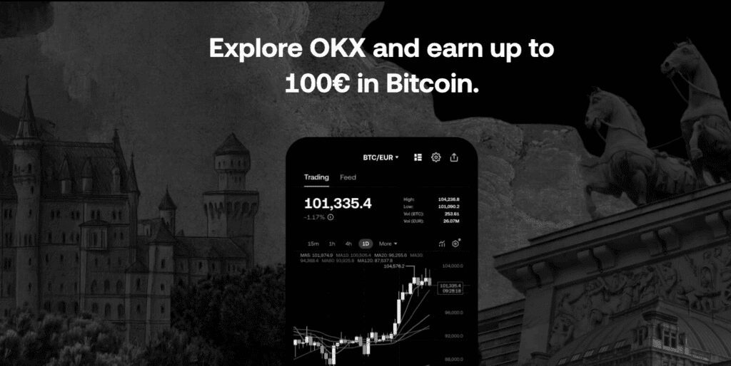 Explore OKX and earn up to 100 euros in Bitcoin? How is this… Explore okx and earn up to 100 euros in bitcoin?